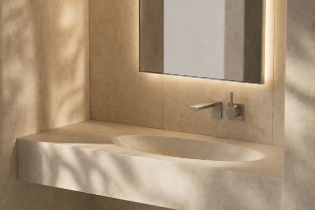 CERAMIC BASIN LUNA LIMESTONE 오발