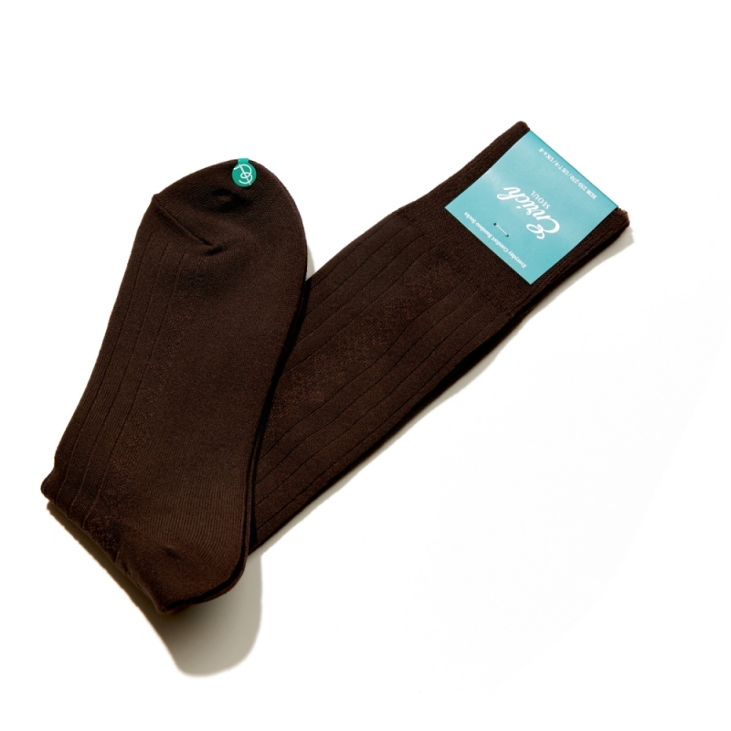 [Enrich] Bamboo Socks - Brown Diamond Rib