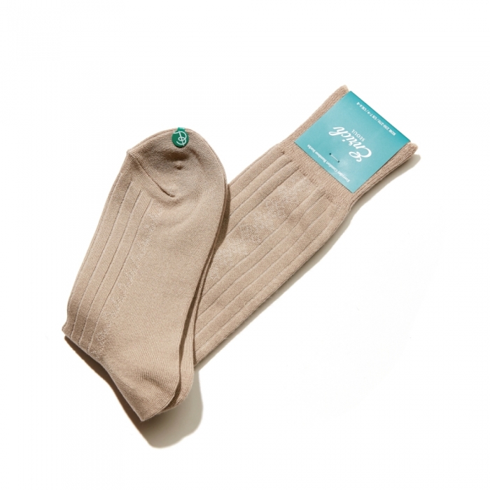 [Enrich] Bamboo Socks - Beige Diamond Rib