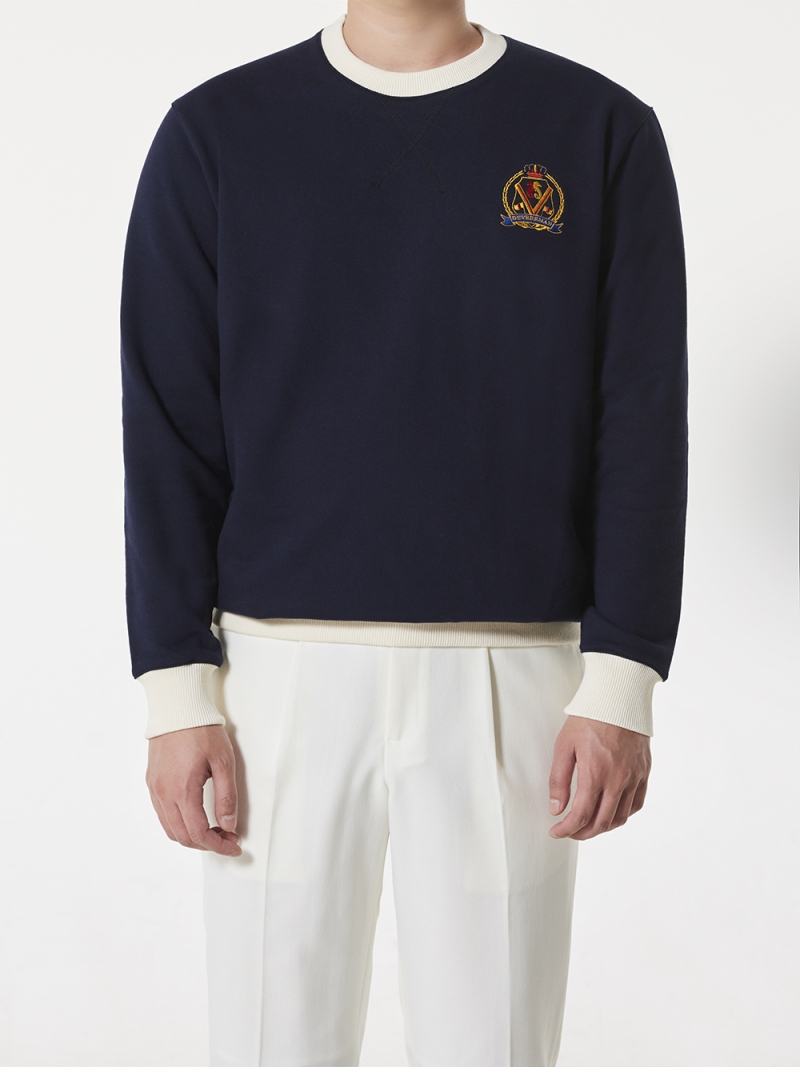 [DEVERRMAN] Deverrman emblem sweat shirt (navy)