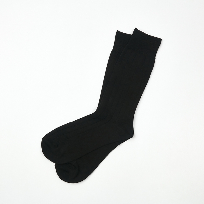 [Enrich] Bamboo Crew Socks - Black Rib