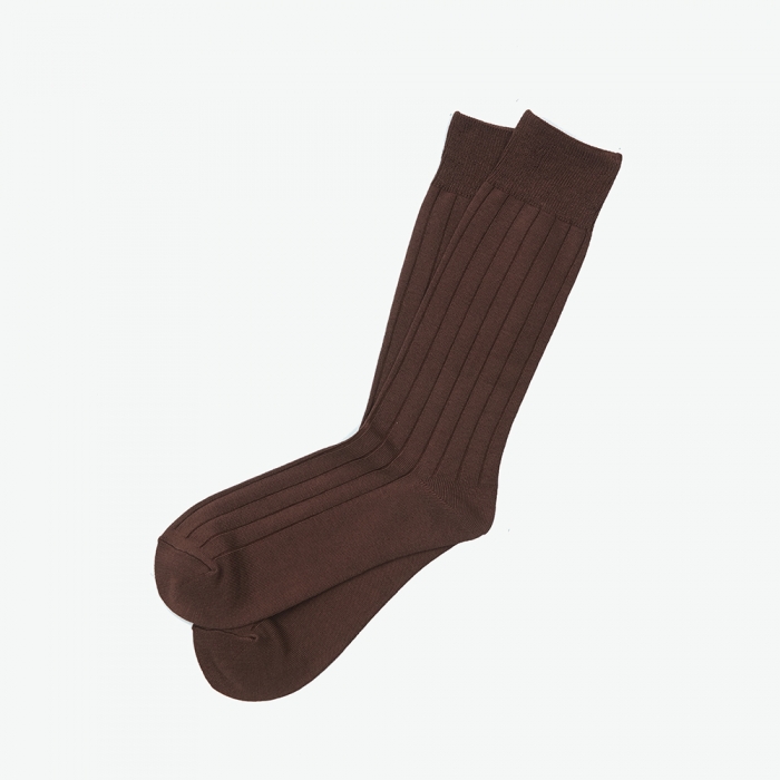 [Enrich] Bamboo Crew Socks - Brown Rib