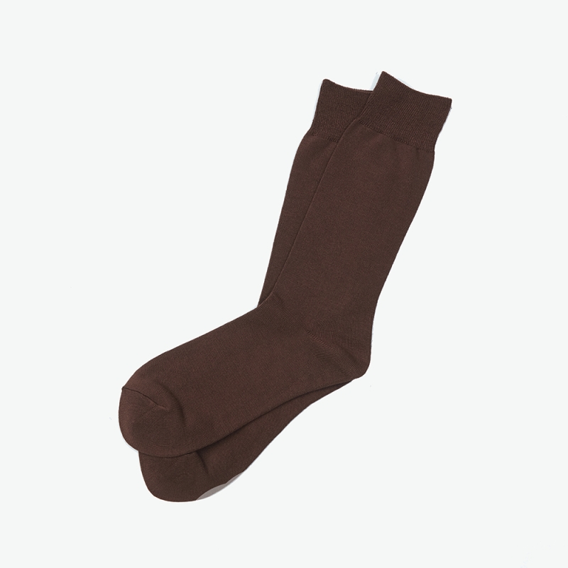 [Enrich] Bamboo Crew Socks - Brown Solid