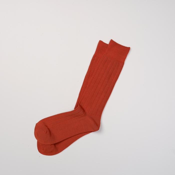 [Enrich] Bamboo Crew Socks - Deep Orange Rib