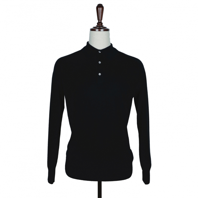 [E.enough] Raglan Collar Knit - Black (Merino wool 100%)