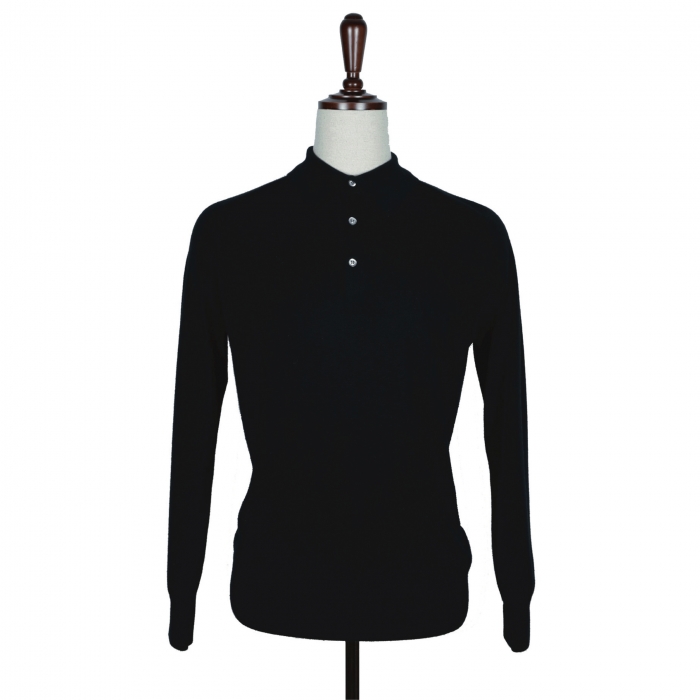 [E.enough] Raglan Collar Knit - Black (Merino wool 100%)
