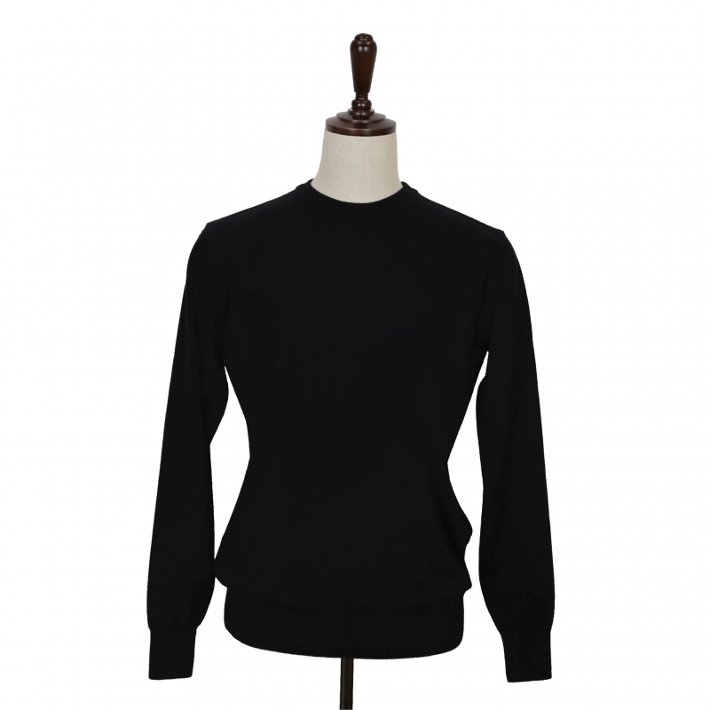 [E.enough]  Round Sweater - Black (Merino wool 100%)