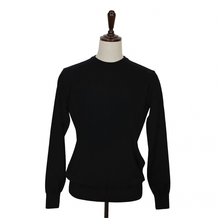 [E.enough]  Round Sweater - Black (Merino wool 100%)