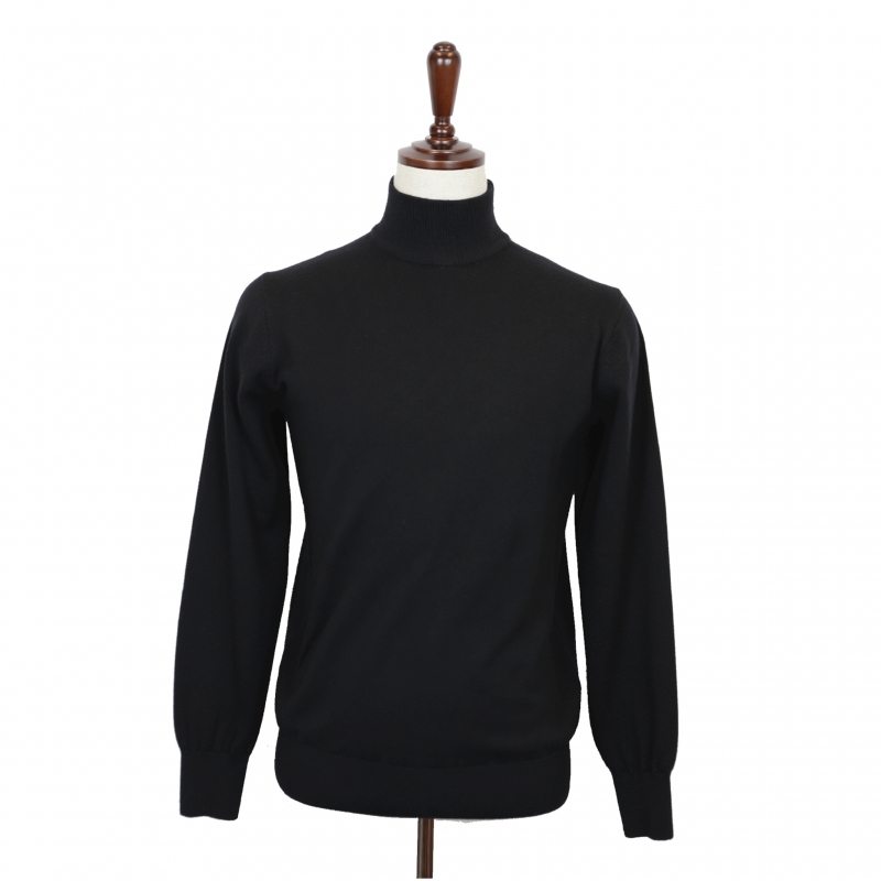 [E.enough] Half Neck Sweater - Black (Merino wool 100%)