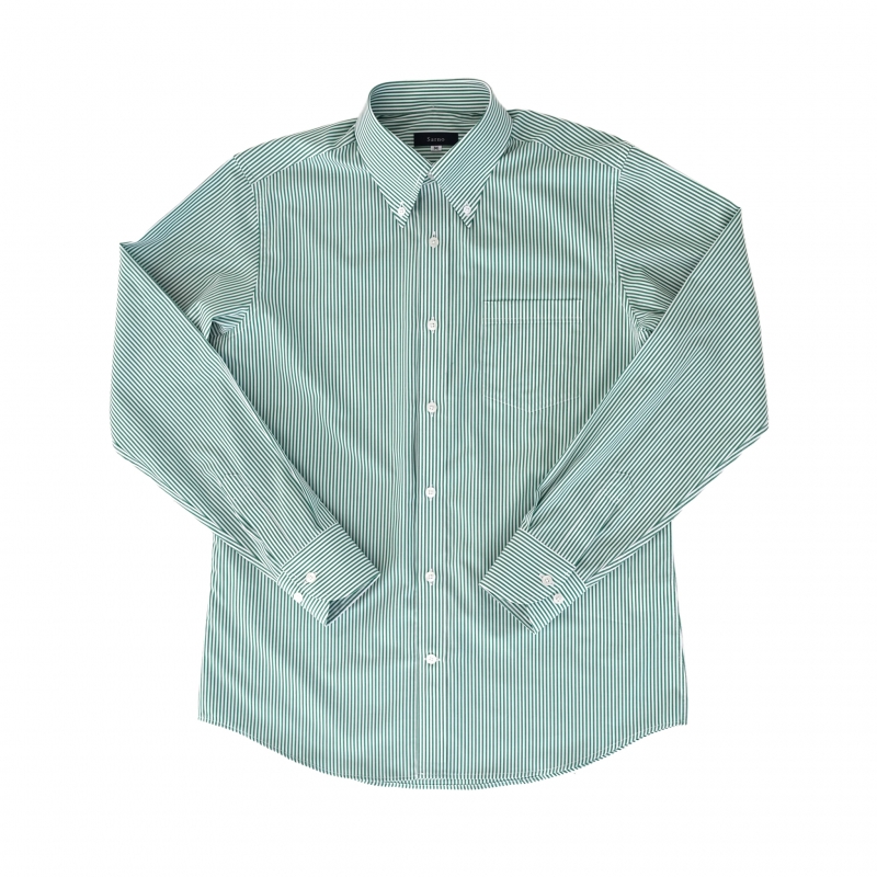 [Sarno] Button-down Shirt Stripe Green [버튼다운셔츠 스트라이프그린]
