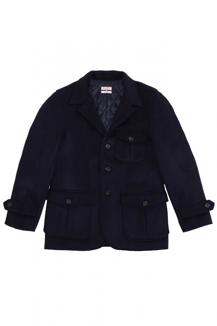 [SEGRETO] Comfortable Pleats Short coat (NAVY)
