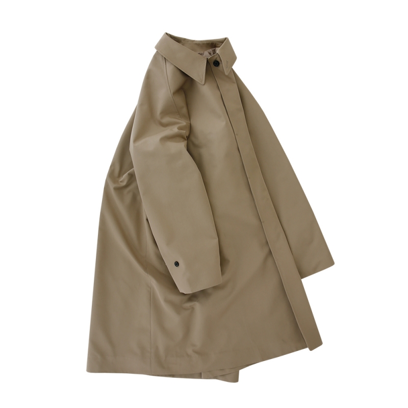 [Bellief] [Easy line] Gaberdine Twill Balmacaan Coat (Beige)