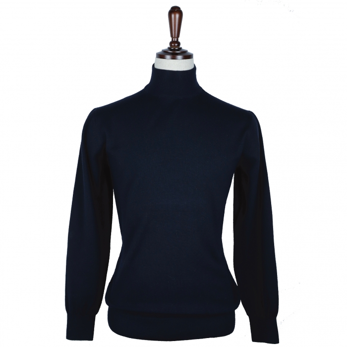 [E.enough] Half Neck Sweater - Dark Navy (Merino wool 100%)