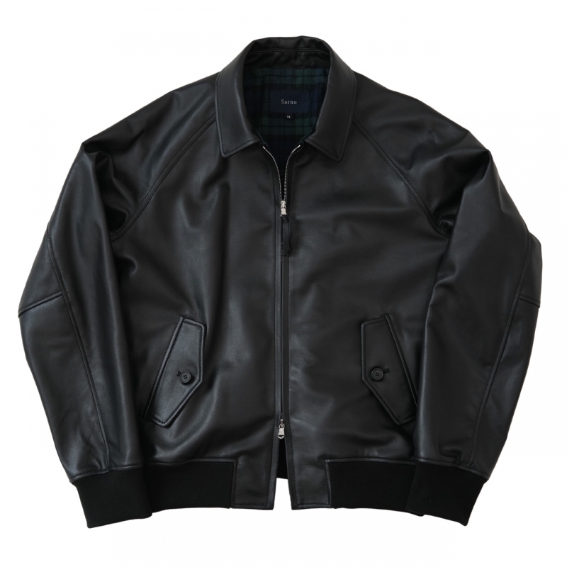 [Sarno] Harrington Leather Jacket Black [사르노 헤링턴 레더 자켓 블랙]