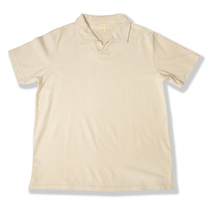 [DEVERRMAN] terry cotton open collar T (light beige)