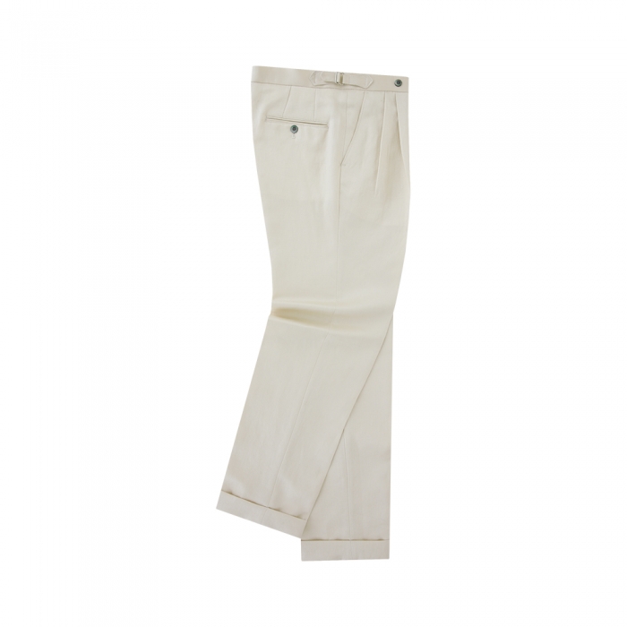 [Bellief] Linen soft adjust 2Pleats Trousers (Ecru)