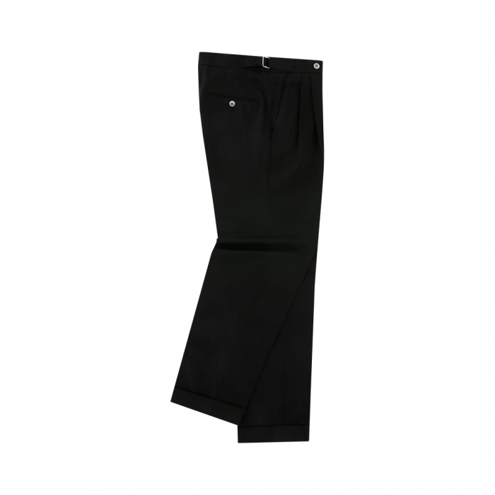 [Bellief] Linen soft adjust 2Pleats Trousers (Black)