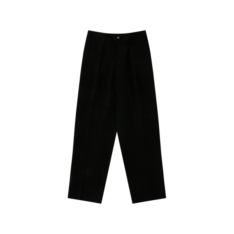 [Bellief] [Easy line] seersucker 1Pleats banding chino (Black)