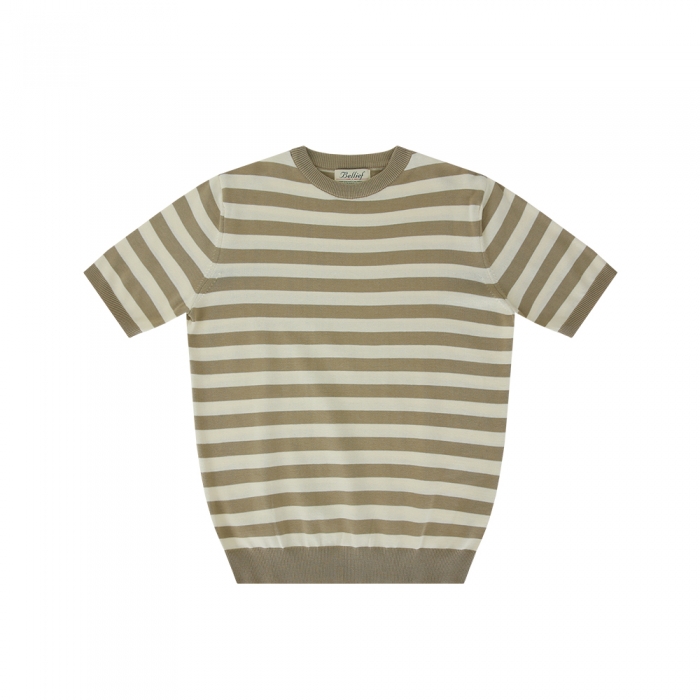 [Bellief] Essential cotton round neck kint (Beigeivory)