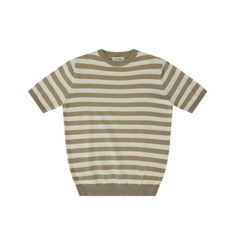 [Bellief] Essential cotton round neck kint (Beigeivory)