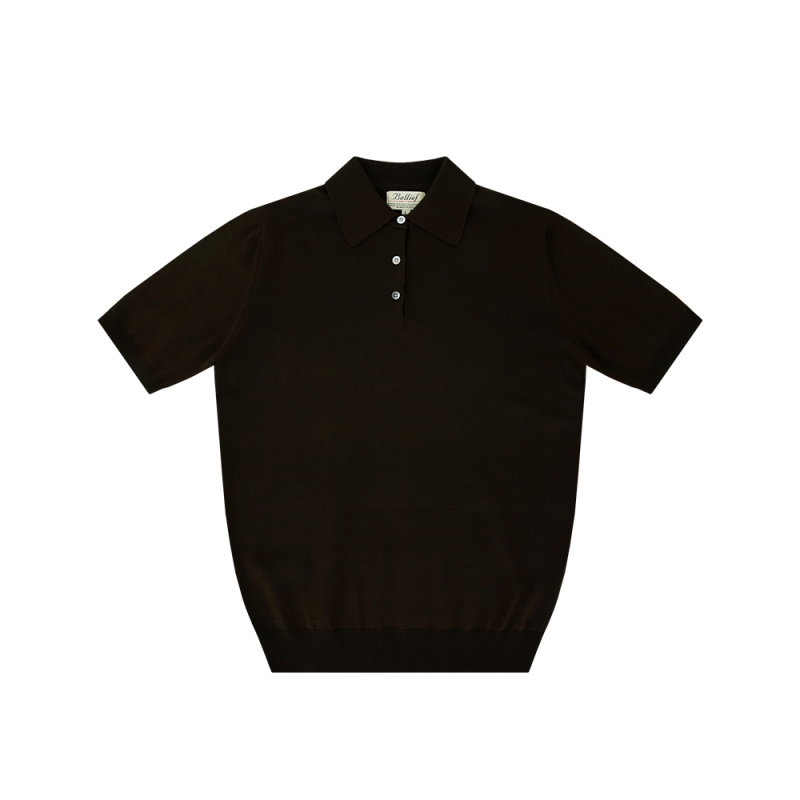 [Bellief] Essential cotton Polo Knit (Brown)