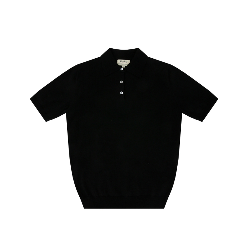 [Bellief] Essential cotton Polo Knit (Black)