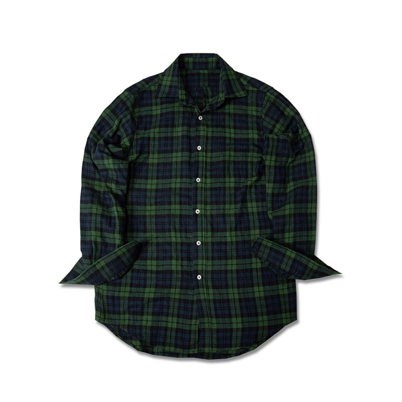 [DEVERRMAN] black watch linen shirt