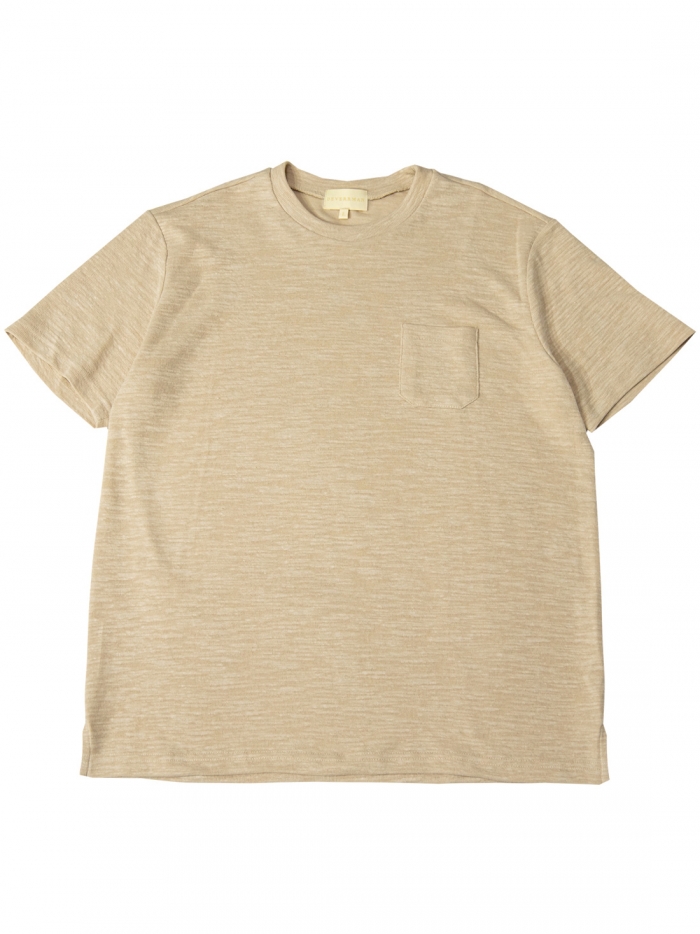 [DEVERRMAN] knit textured slub pocket T shirt (beige)