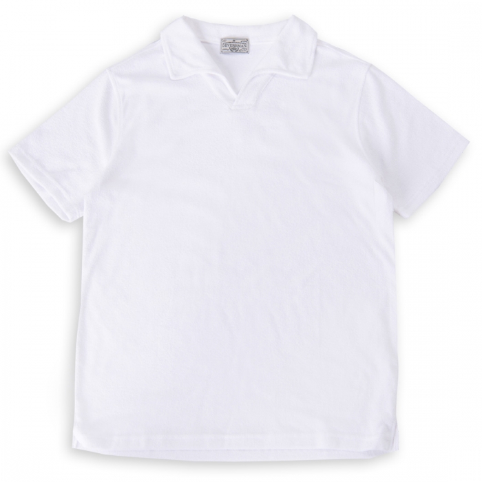 [DEVERRMAN] terry cotton open collar T (white)