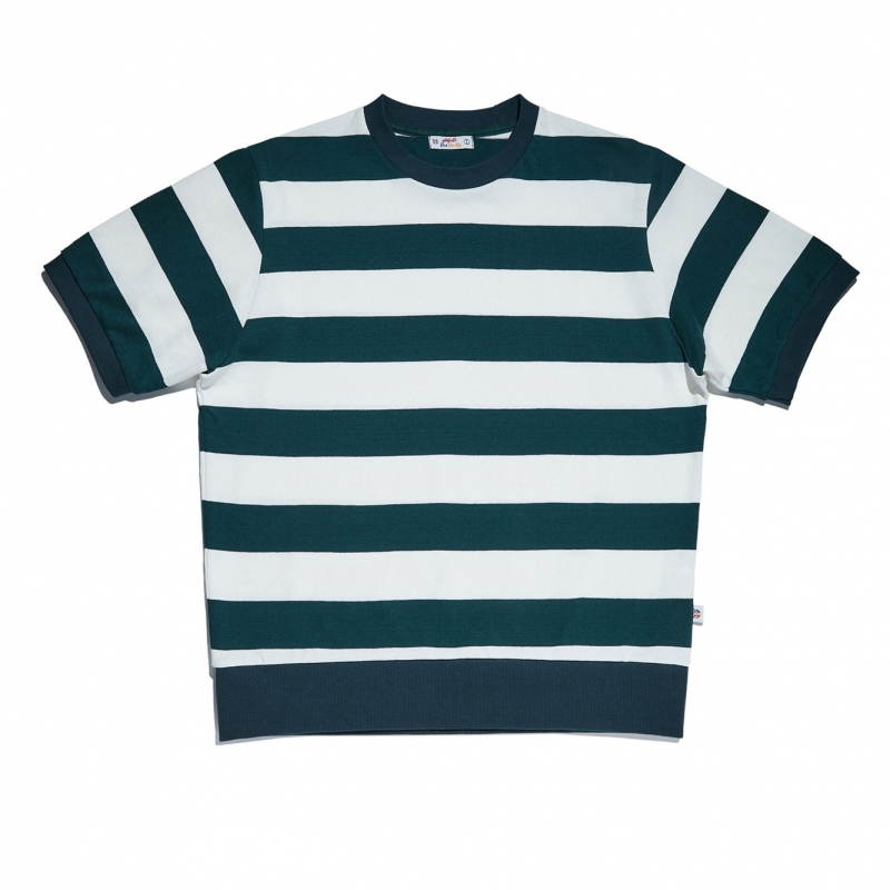 [SEGRETO]  COLORING MULTI STRIPE 1/2 T(Green)