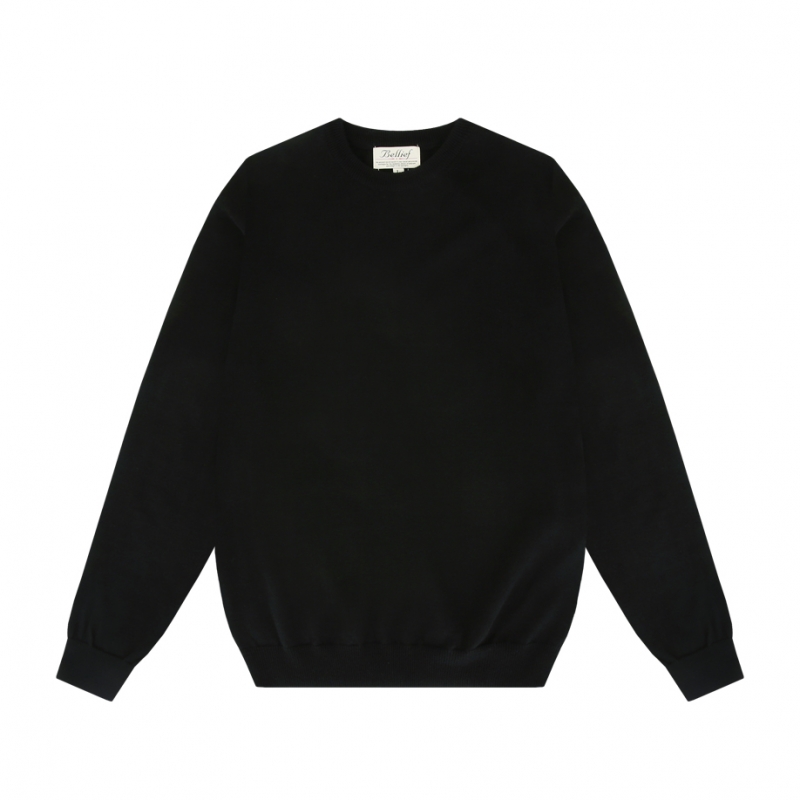 [Bellief] Wool soft crewneck sweater (Black)