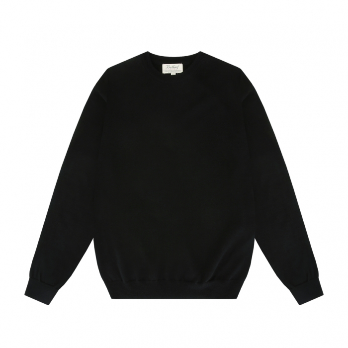 [Bellief] Wool soft crewneck sweater (Black)