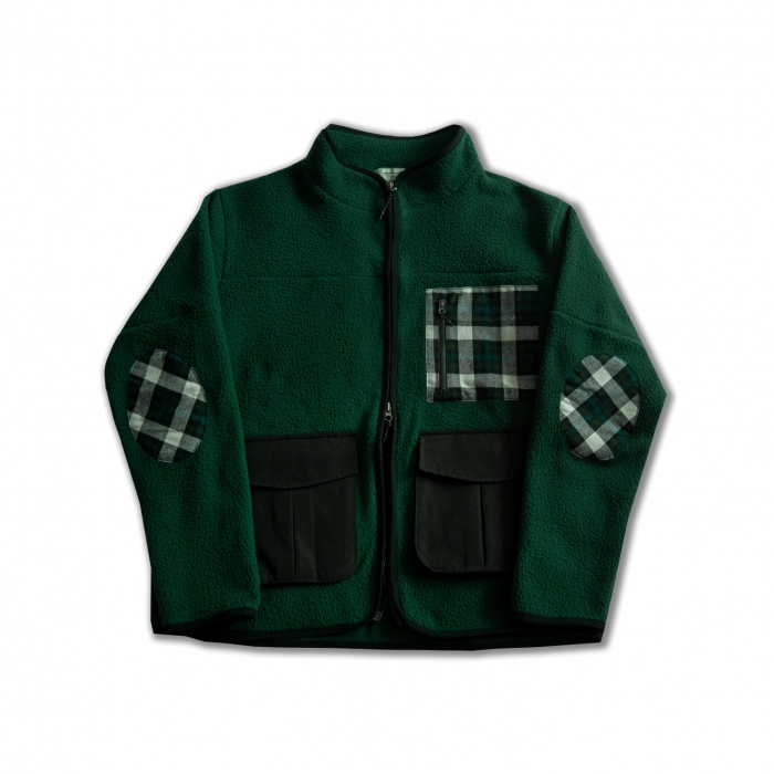 [DEVERRMAN] patch work fleece jacket (dark green)