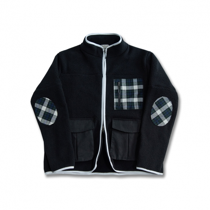 [DEVERRMAN] patch work fleece jacket (black)