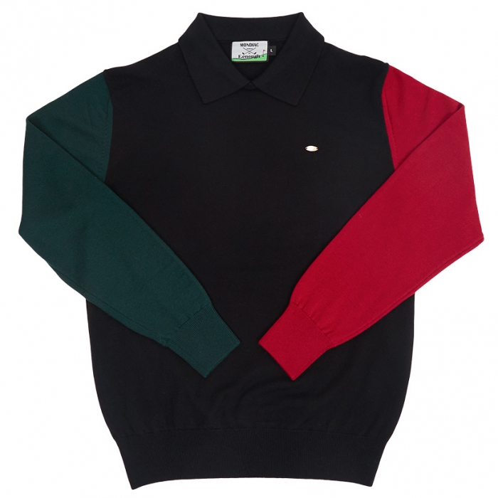 [Mondiac x E.enough]Men's Merino Wool Round Collar Knit - Green & Red Contrast