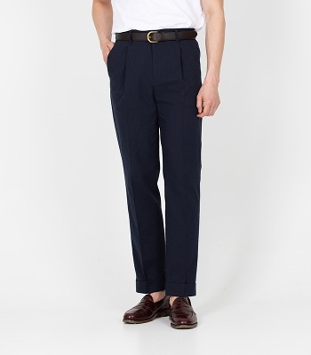 [ Luniforme x Meverick ] Seersucker Navy Trouser