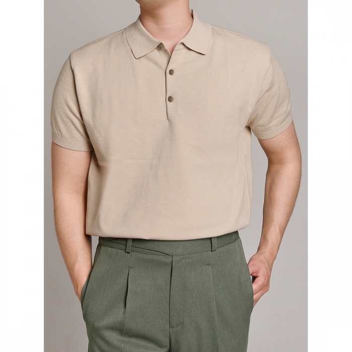 [DEVERRMAN] soft touch solid polo knit (beige)