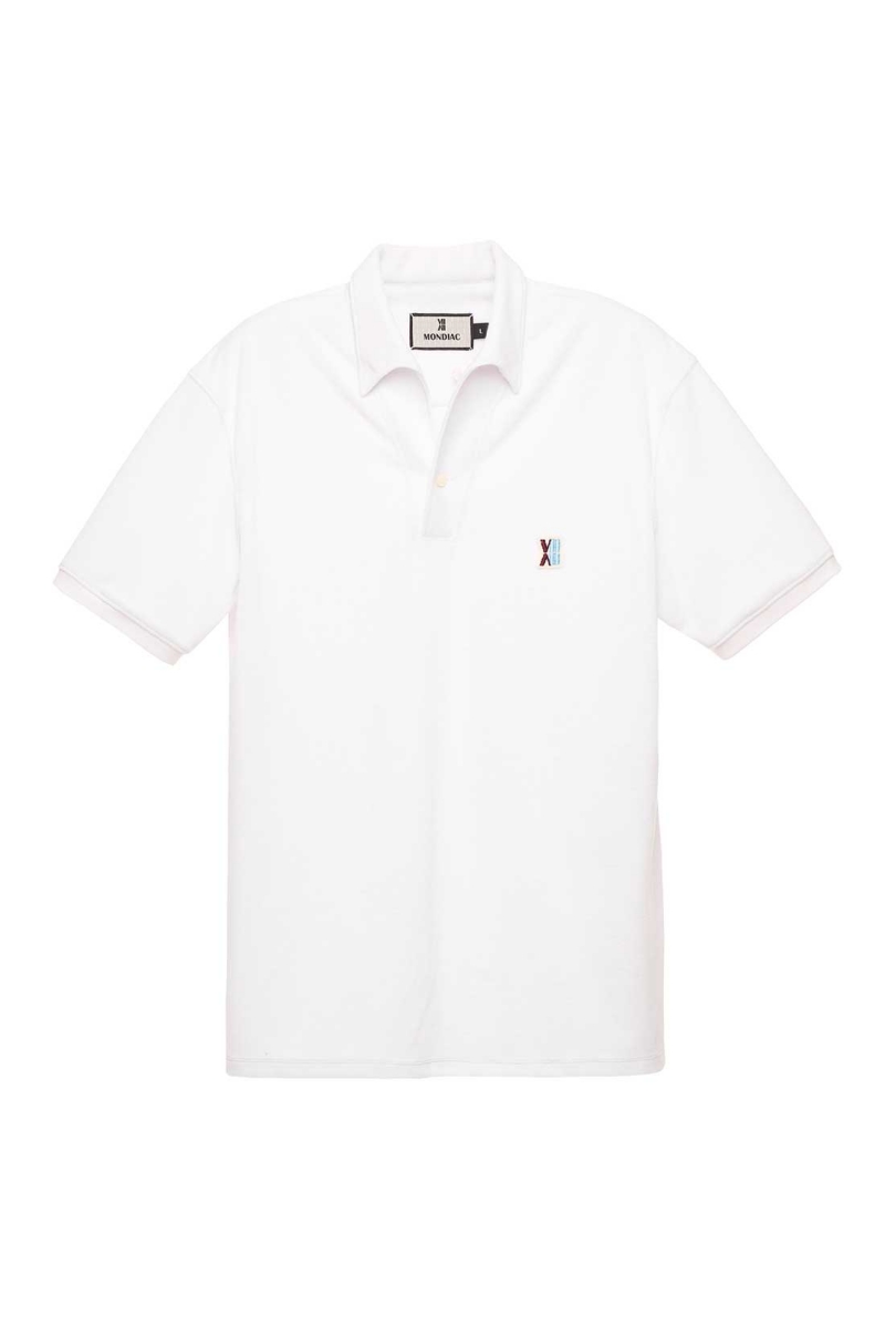 [Mondiac] Men's Towel Terry Signature One-piece collar shirt - White