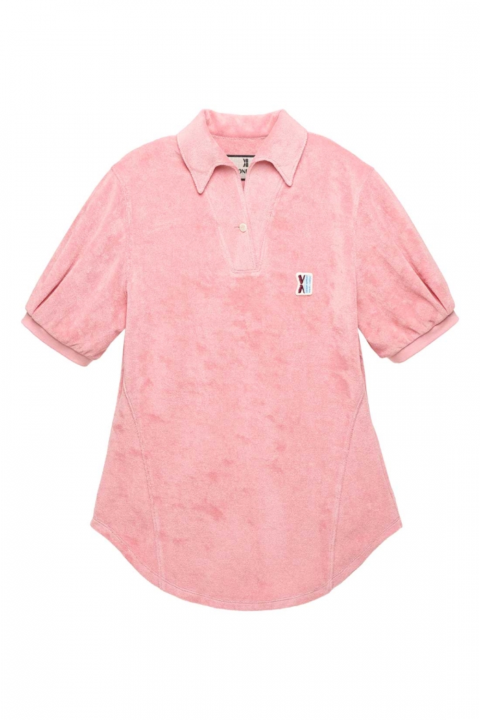 [Mondiac] Women's Towel Terry Signature One-piece collar shirt - Mystic Pink