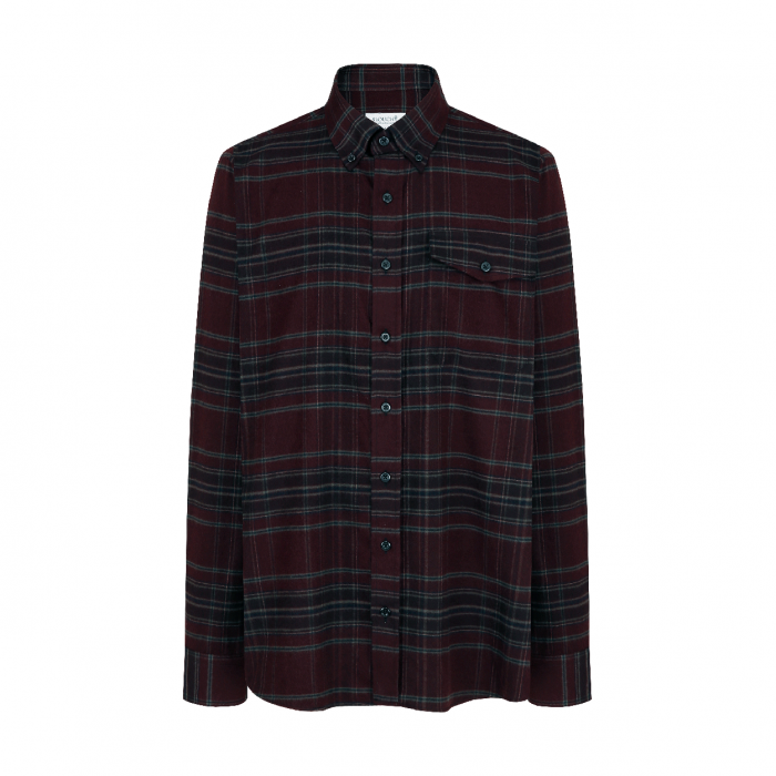 [SLOUCHY] Tartan Check Button Down Shirts (Burgundy)