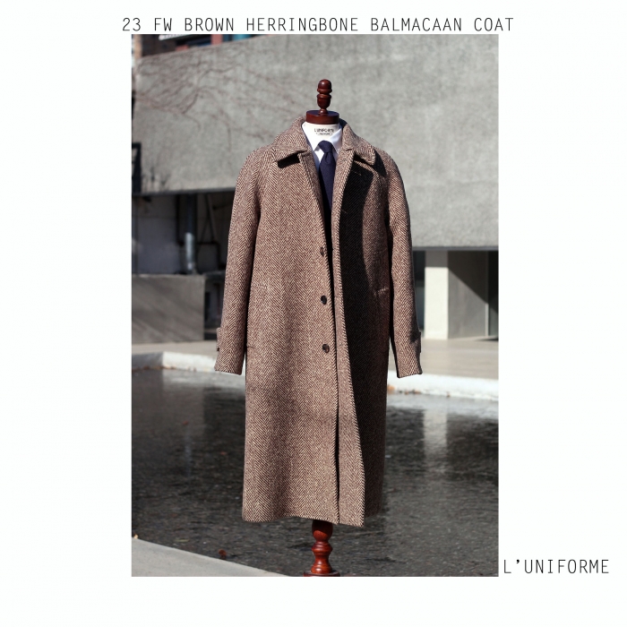루니포르메 '23 FW Brown Herringbone Balmacaan Coat'