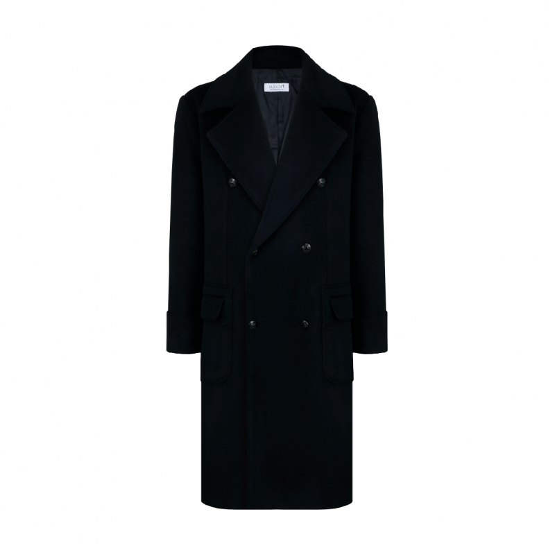 [SLOUCHY] Wool Blended Polo Coat (Black)