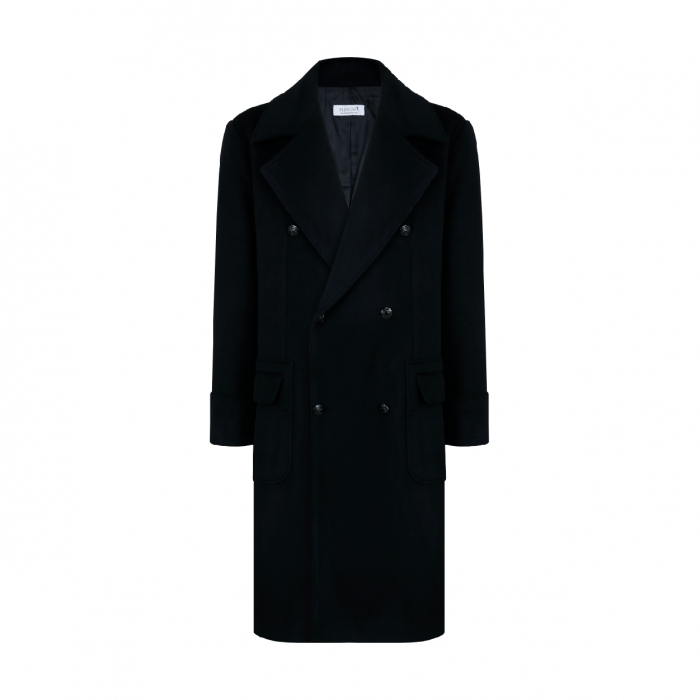[SLOUCHY] Wool Blended Polo Coat (Black)