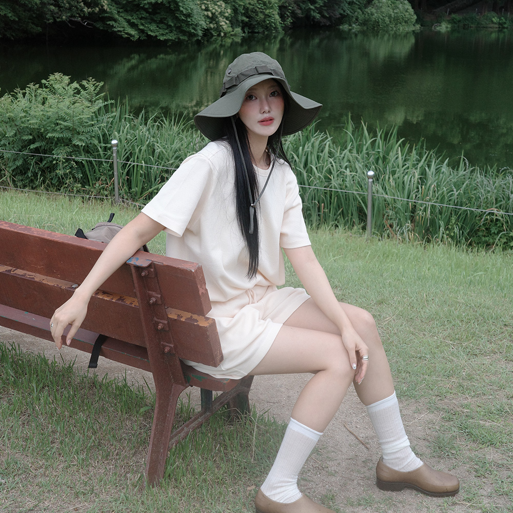 와플 여성 반팔 티셔츠 Pastel Yellow
