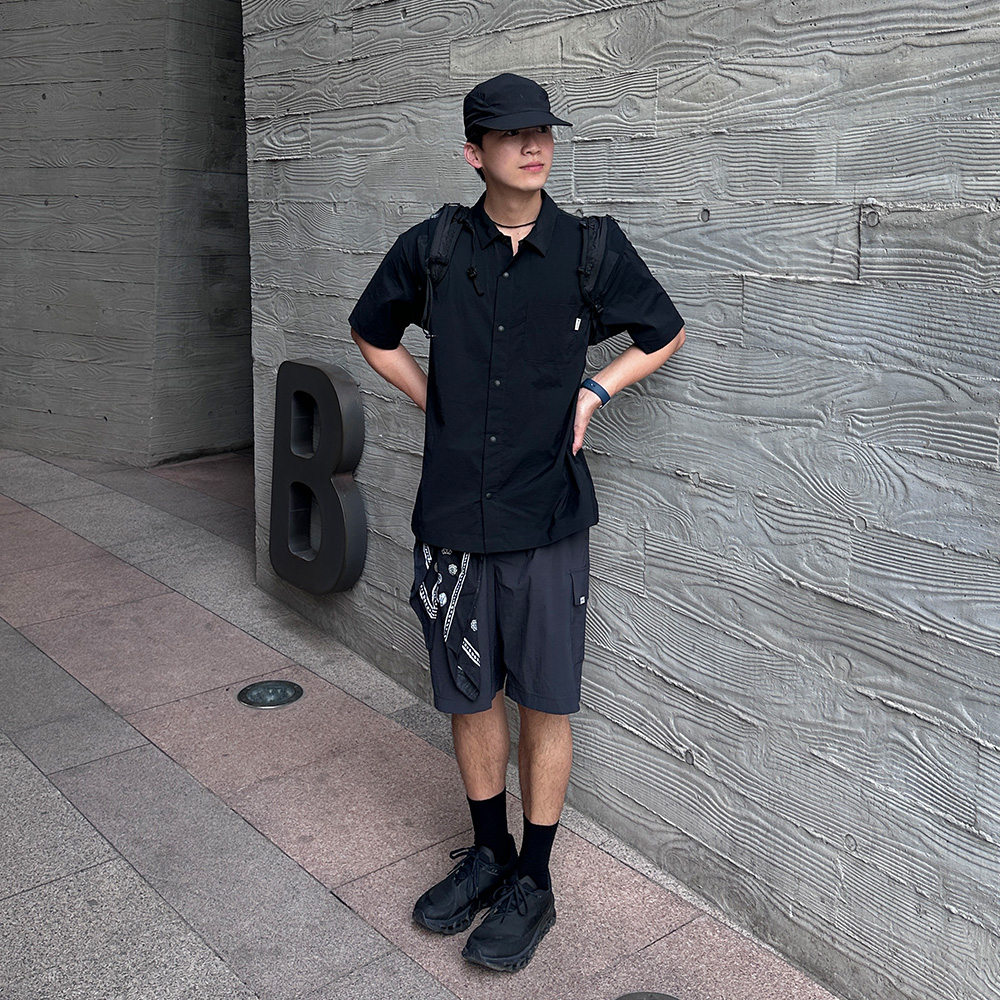 냉감 루트 반팔 셔츠 Black