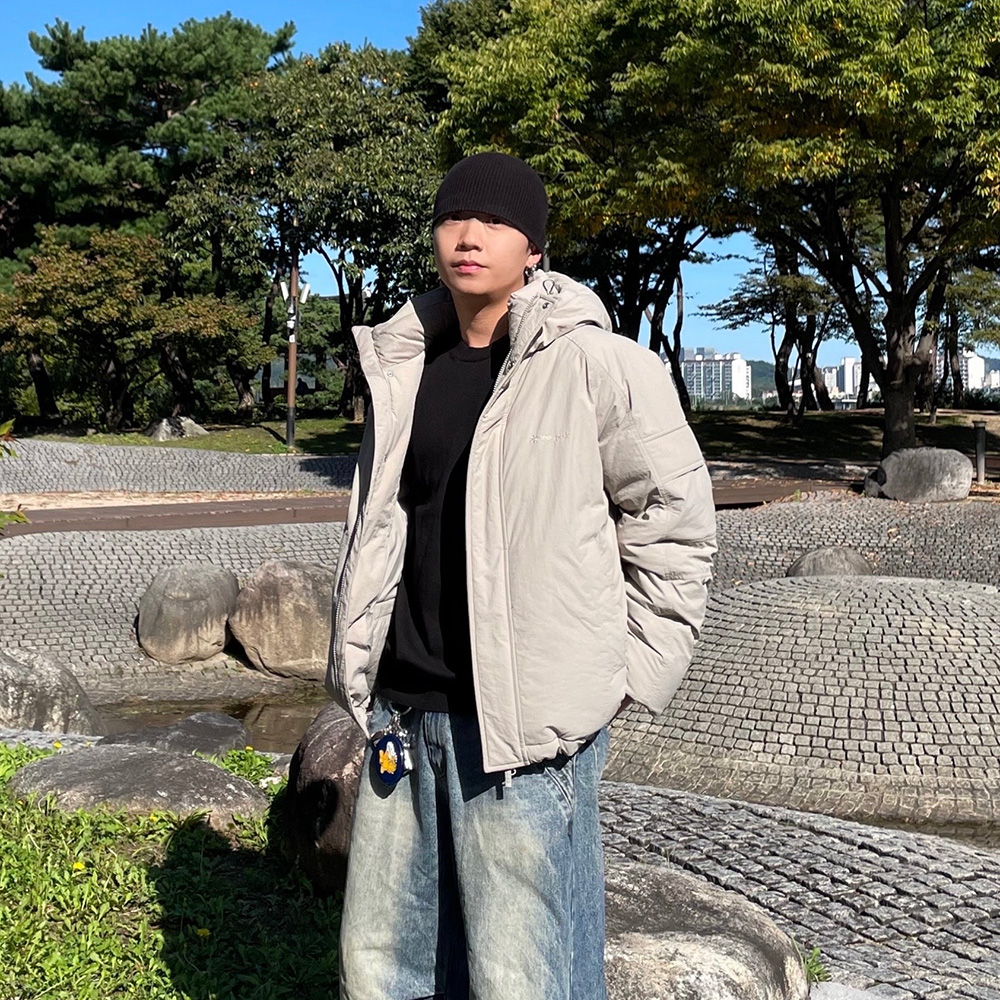 시티캠퍼 유틸리티 후드 다운 자켓 Beige Gray