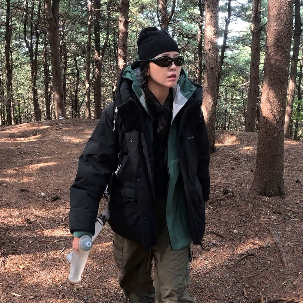 시티캠퍼 여성 후드 헤비 다운 자켓 Black