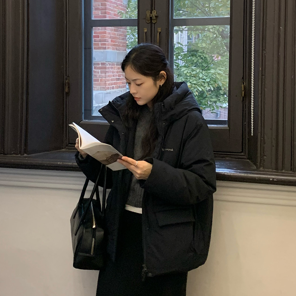 시티캠퍼 여성 후드 헤비 다운 자켓 Black