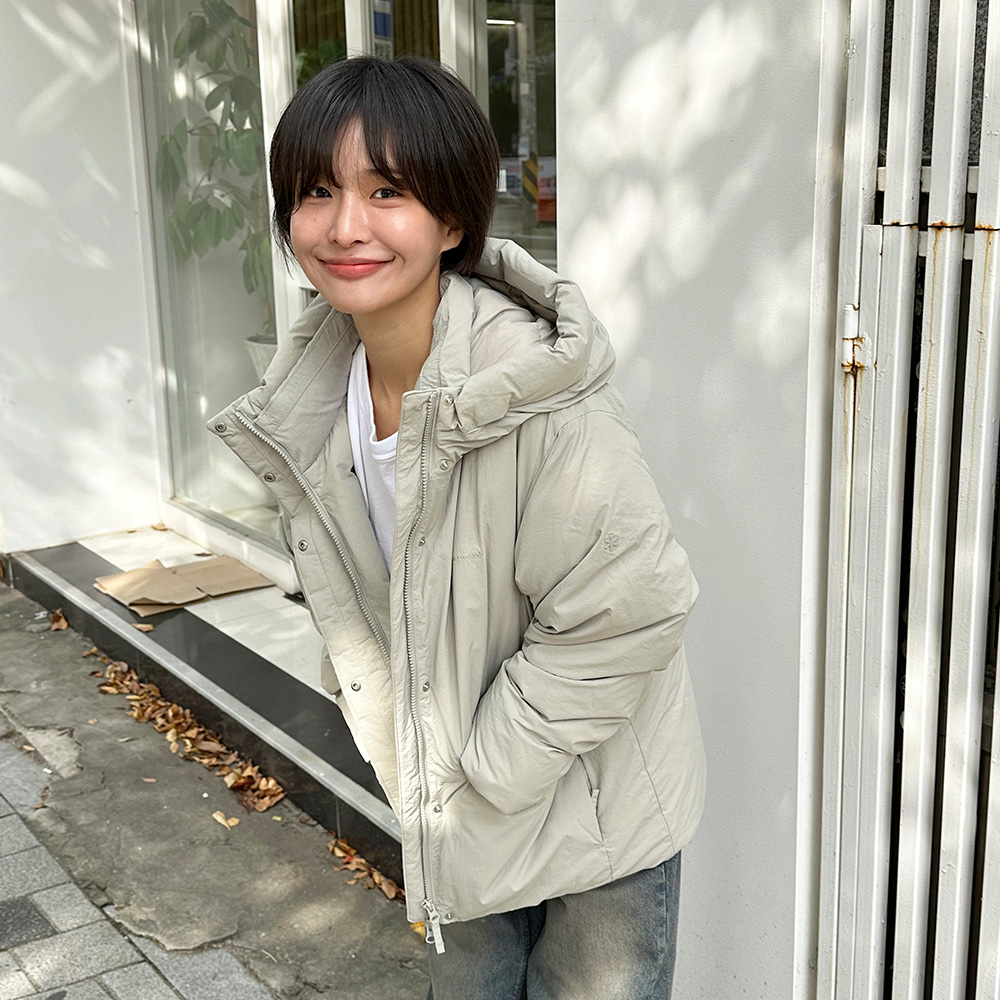 시티캠퍼 여성 후드 헤비 다운 자켓 Mint Khaki