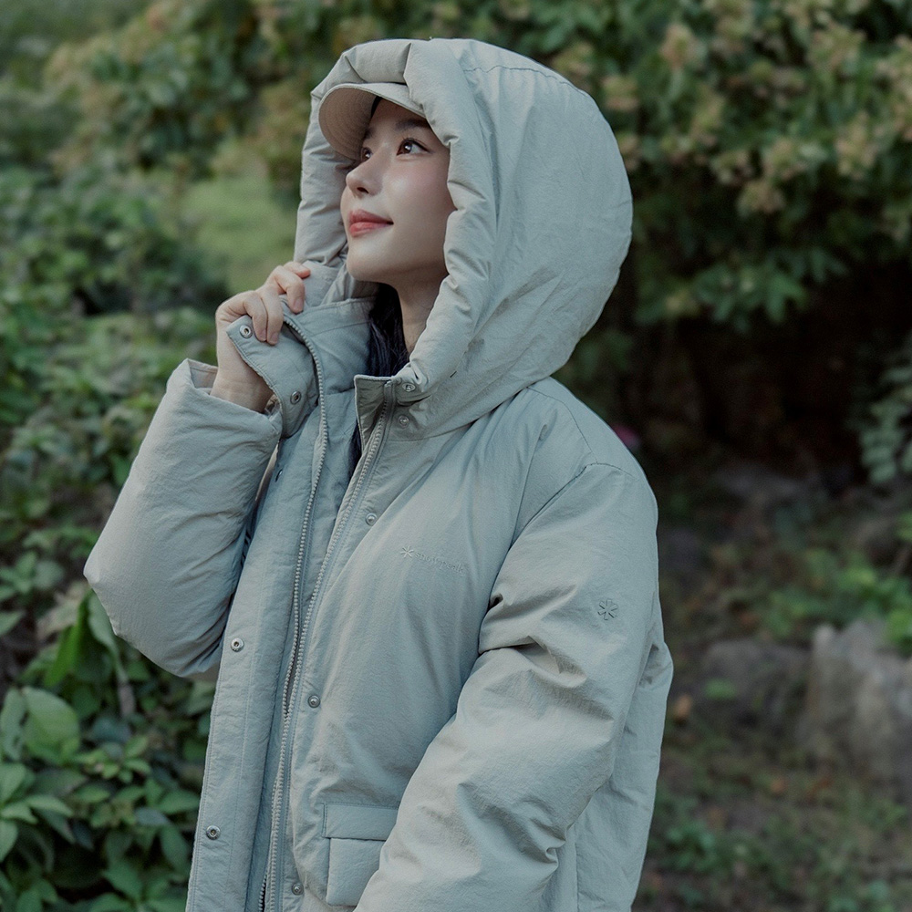 시티캠퍼 여성 후드 헤비 다운 자켓 Mint Khaki